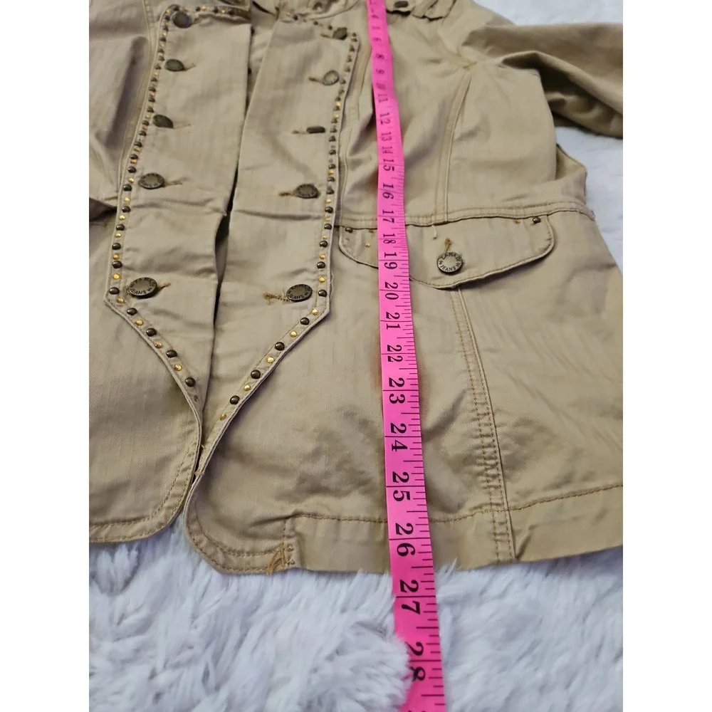 ZD Jacket Womens Plus Size 18 Khaki Tan Military Band Studded Utility Boho Chic